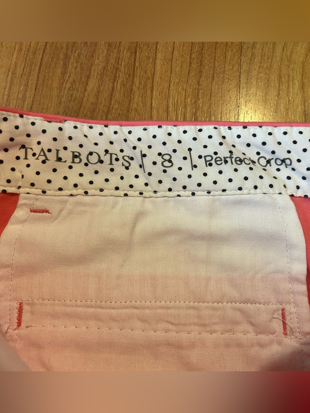 Talbots The Perfect Crop Pants Size 8 Coral Pink Pants Ankle Stretch Cotton - Picture 4 of 6